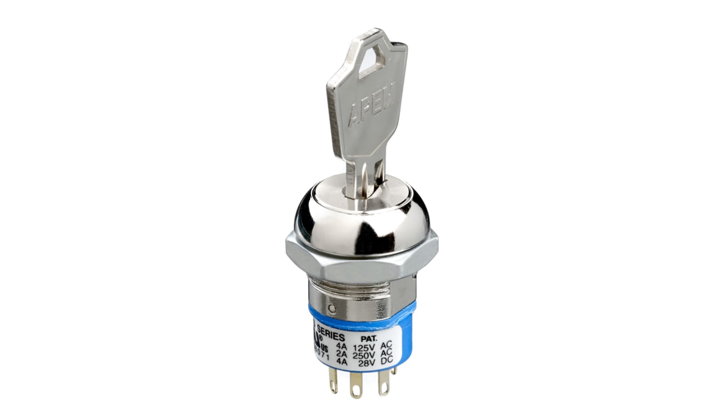 APEM Keylock Switch, DPDT, 4 A 4-Way Common-Key