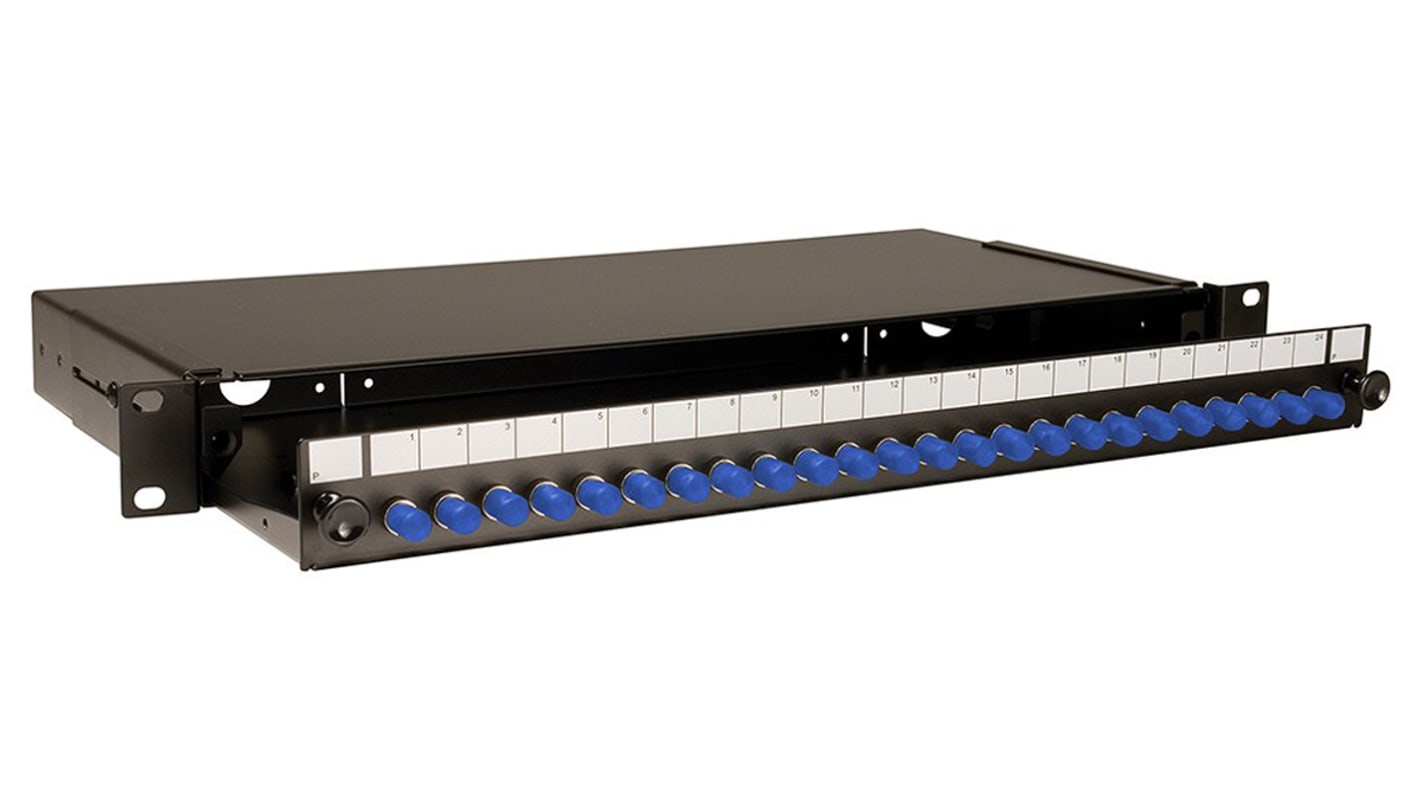 RS PRO 24 Port ST Single Mode Fibre Optic Patch Panel With 24 Ports Populated, 1U