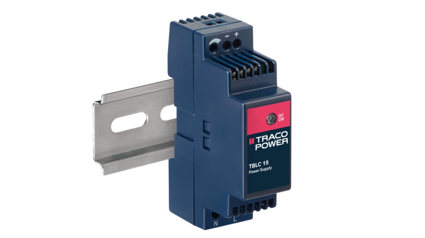 TRACOPOWER TBLC Switched Mode DIN Rail Power Supply, 85 → 264V ac ac Input, 12V dc dc Output, 1.25A Output, 15W