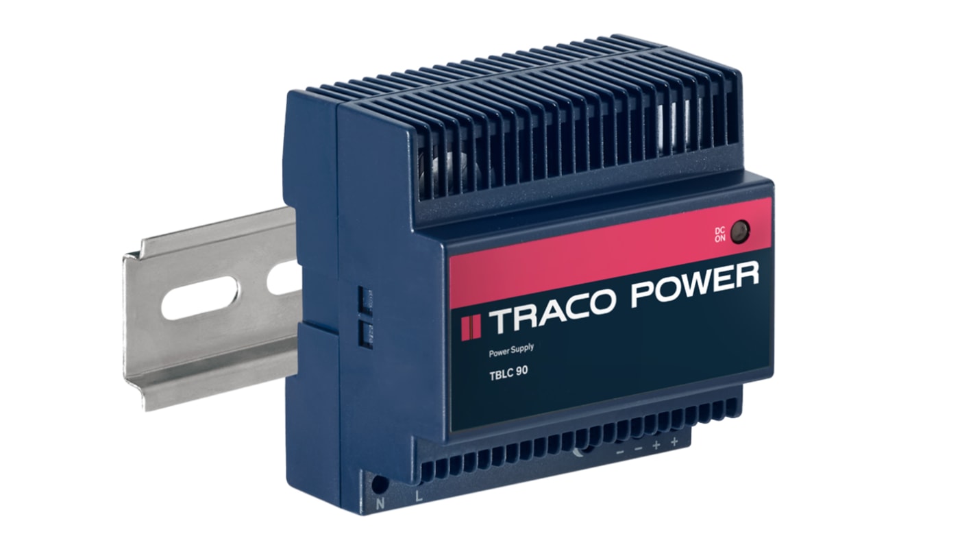 TRACOPOWER TBLC 90 DIN Rail Power Supply, 85 → 264V ac ac Input, 24V dc dc Output, 3.75A Output, 90W