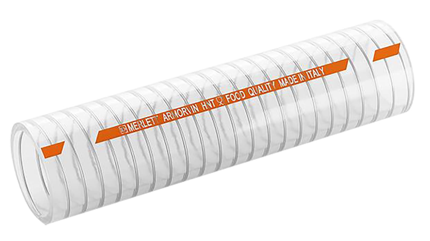 Manguera reforzada Merlett Plastics de PVC Transparente, long. 10m, Ø int. 25mm, para Alimentos