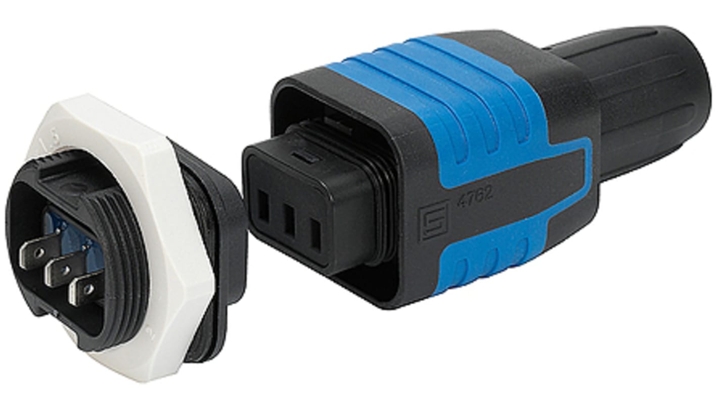 Conector IEC S16 macho Schurter, Montaje de Cable, Montaje en Panel, 250 V, 10A, con interruptor tripolar