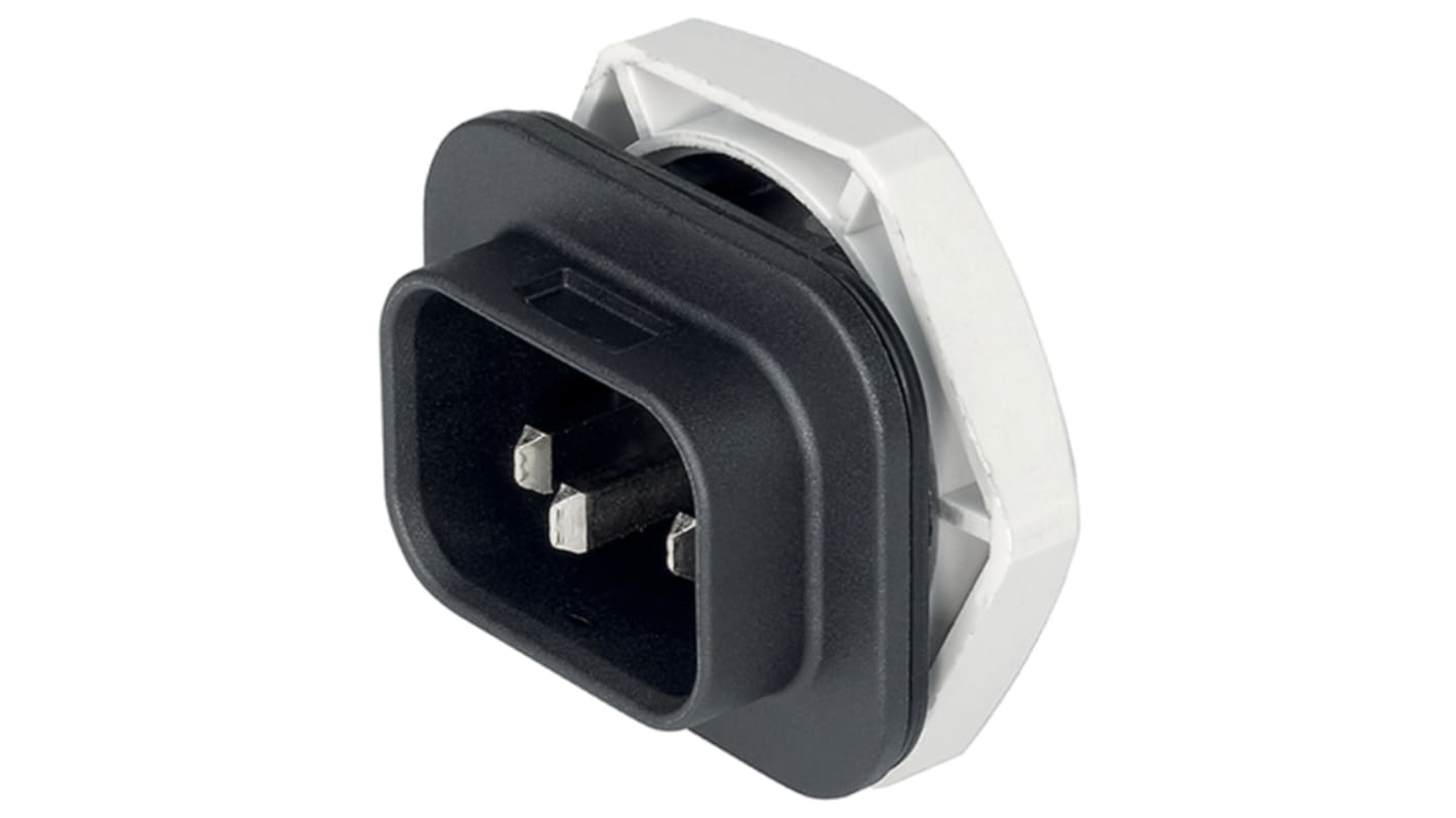 Conector IEC S16 macho Schurter, Recto, Montaje en Panel, 250 V, 10A, con interruptor tripolar