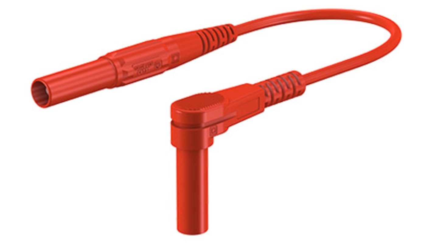 Staubli Messleitung 4mm Stecker / Stecker, Rot PVC-isoliert 1m, 1kV / 19A CAT III 1000V