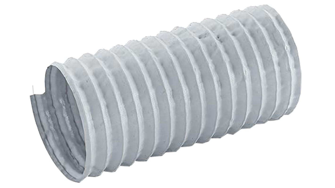 Conducto flexible, PET, PVC, Gris, reforzado, Longitud 12m, Diám.int. 254mm, Diám.ext. 258mm, Radio de curvatura 127mm