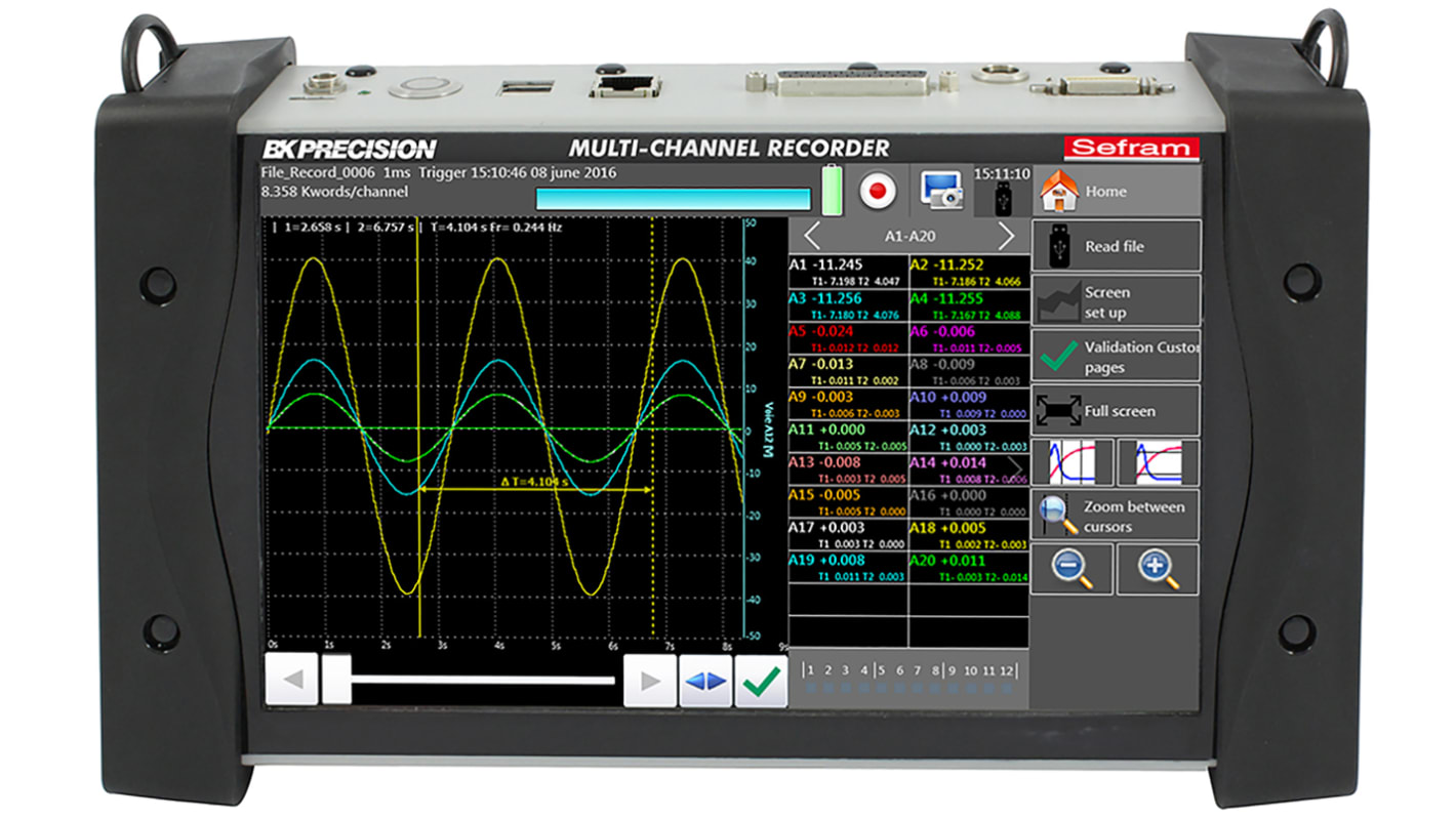 Enregistreur de données Sefram, Intensité, Résistance, Température, Thermocouple, Tension, 20 voies