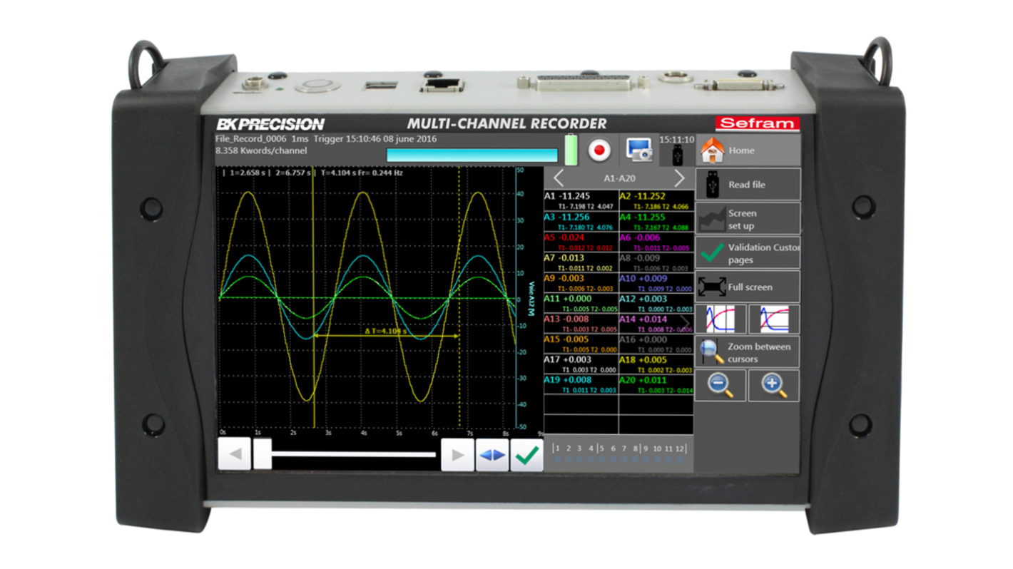 Sefram Datalogger med B, C, E, J, K, L, N, pt100, pt1000, S, T føler 20 Input kanaler