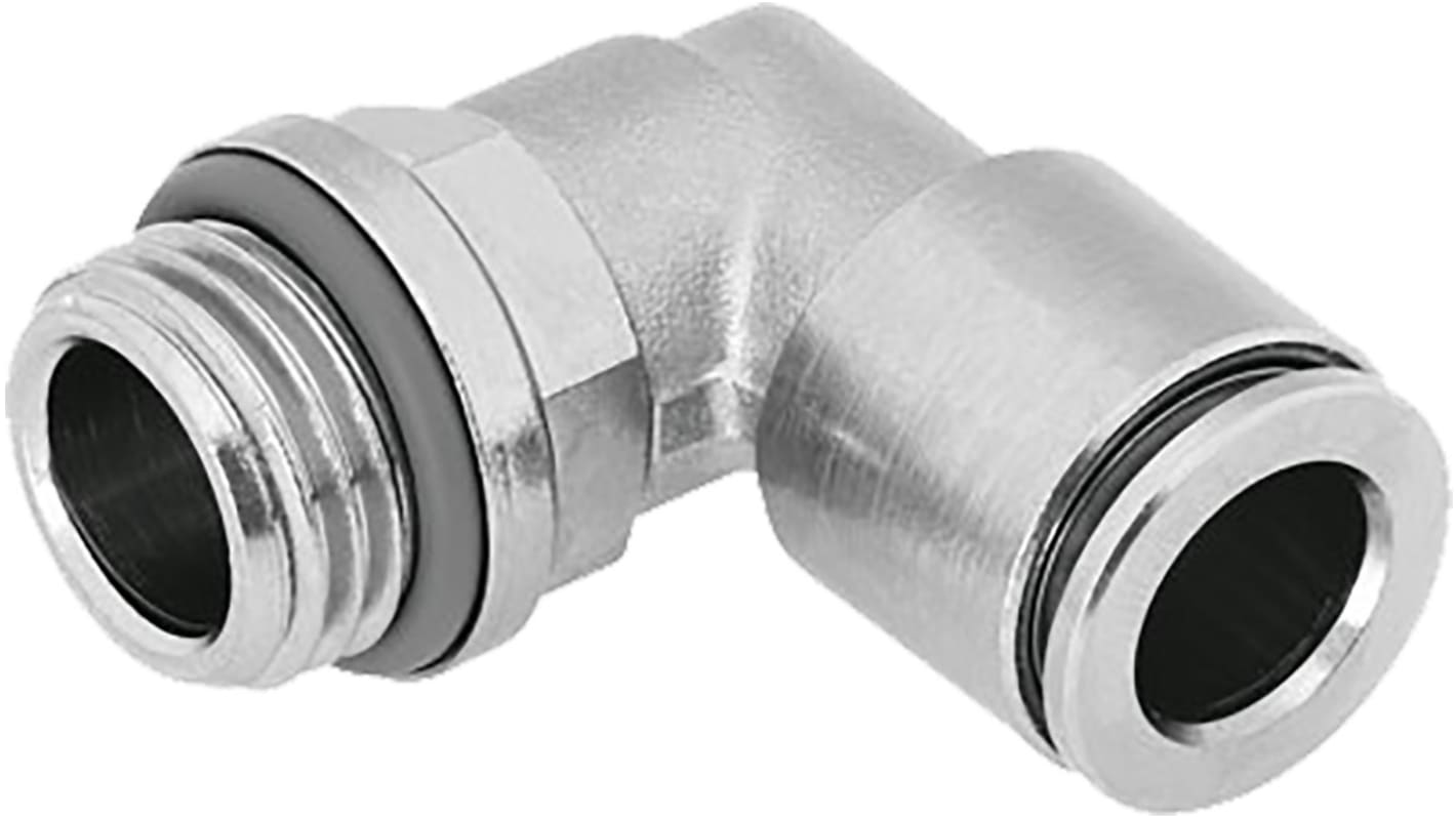 Festo NPQH Series Elbow Threaded Adaptor, G 1/4 Male to Push In 12 mm, Threaded-to-Tube Connection Style, 578286