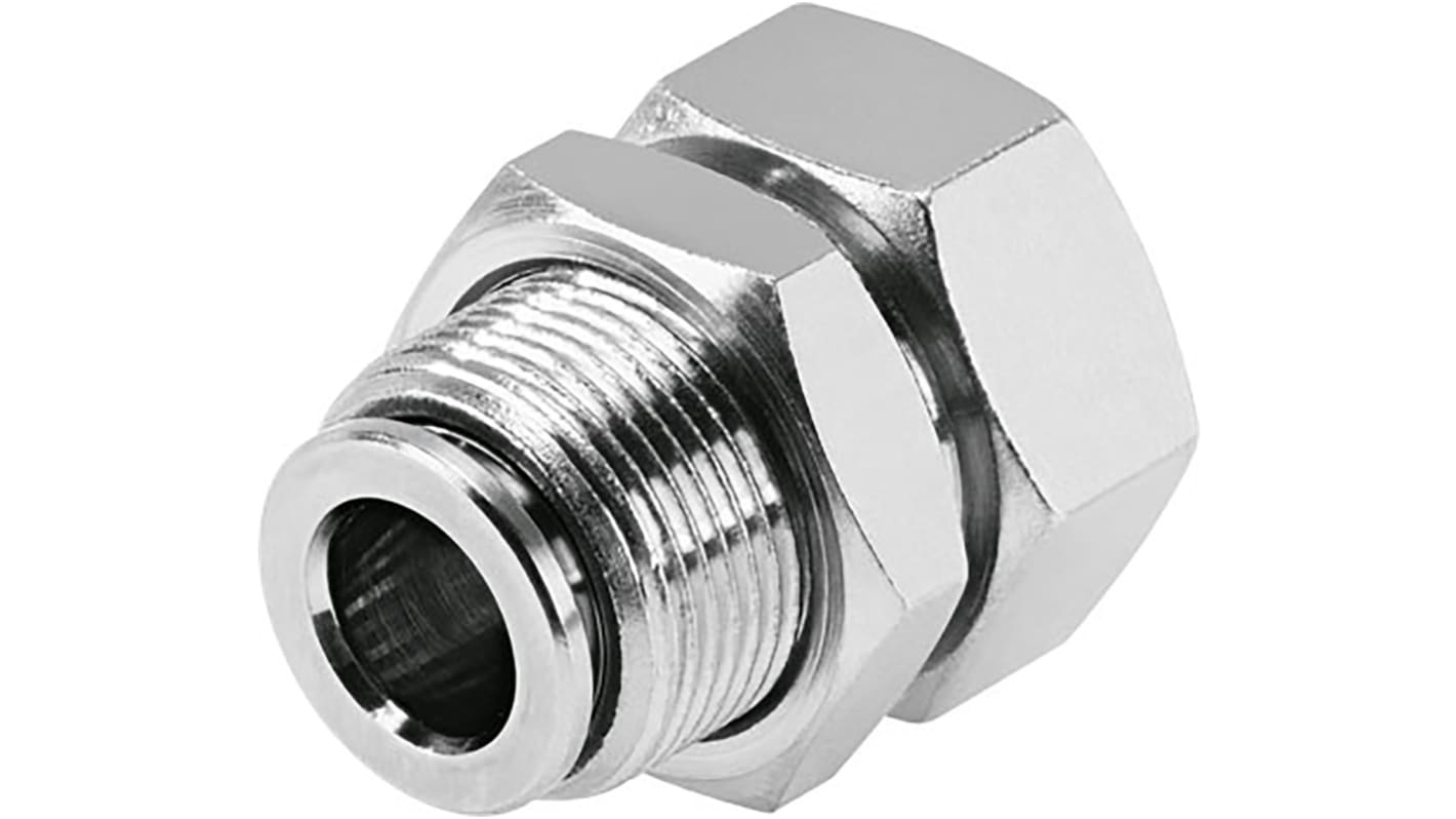 Festo Bulkhead Threaded-to-Tube Adaptor, G 1/4 Female to Push In 6 mm, Threaded-to-Tube Connection Style, 578297