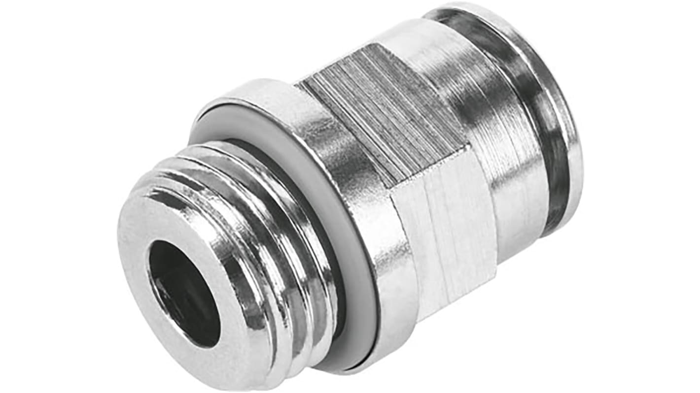 Festo NPQH Series Straight Threaded Adaptor, G 1/8 Male to Push In 8 mm, Threaded-to-Tube Connection Style, 578340