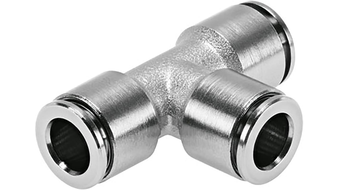 Festo NPQH Series Tee Tube-to-Tube Adaptor Push In 6 mm, Push In 6 mm to Push In 6 mm, Tube-to-Tube Connection Style,