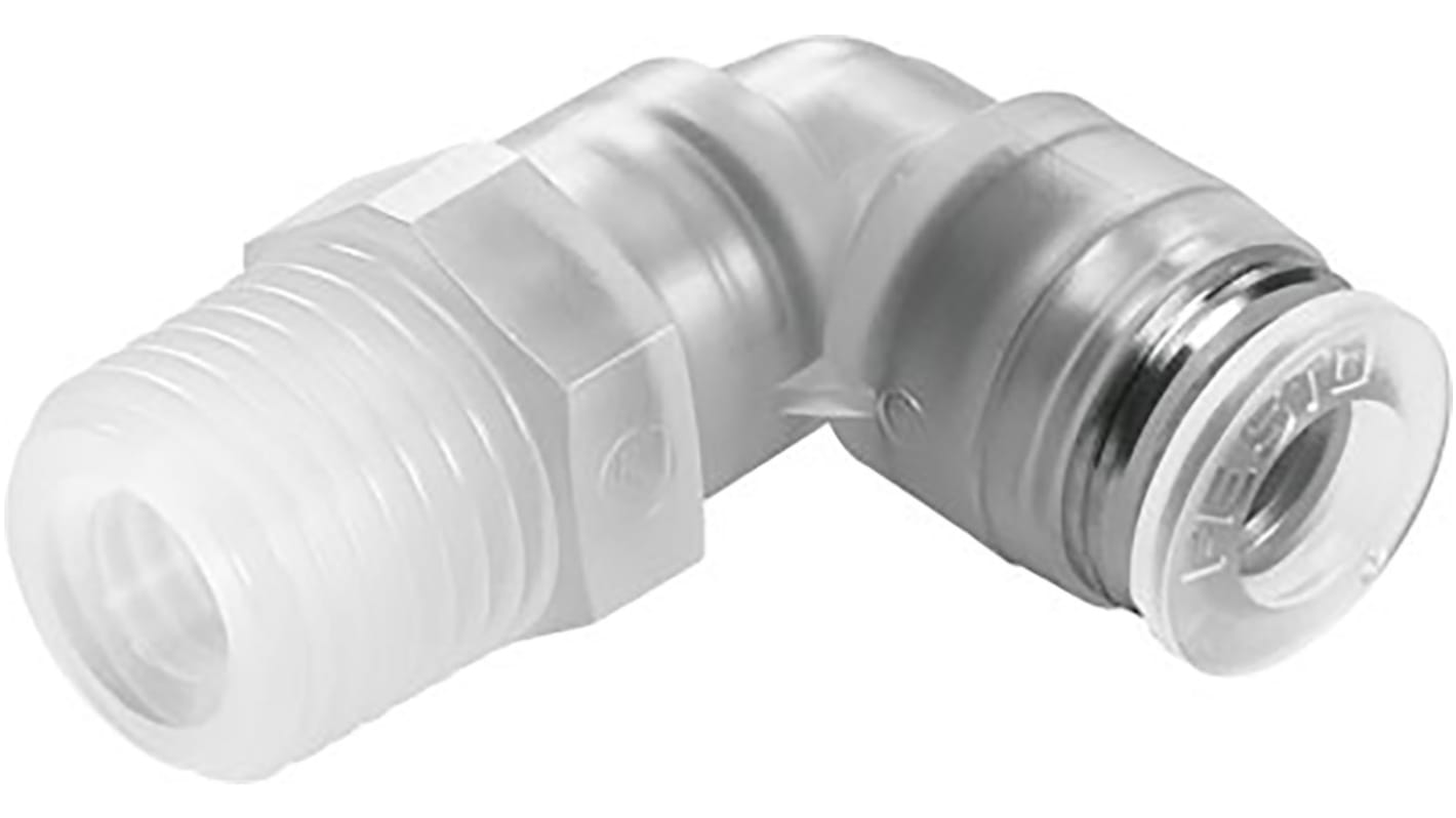 Festo NPQP Series Elbow Threaded Adaptor, R 1/8 Male to Push In 4 mm, Threaded-to-Tube Connection Style, 133051