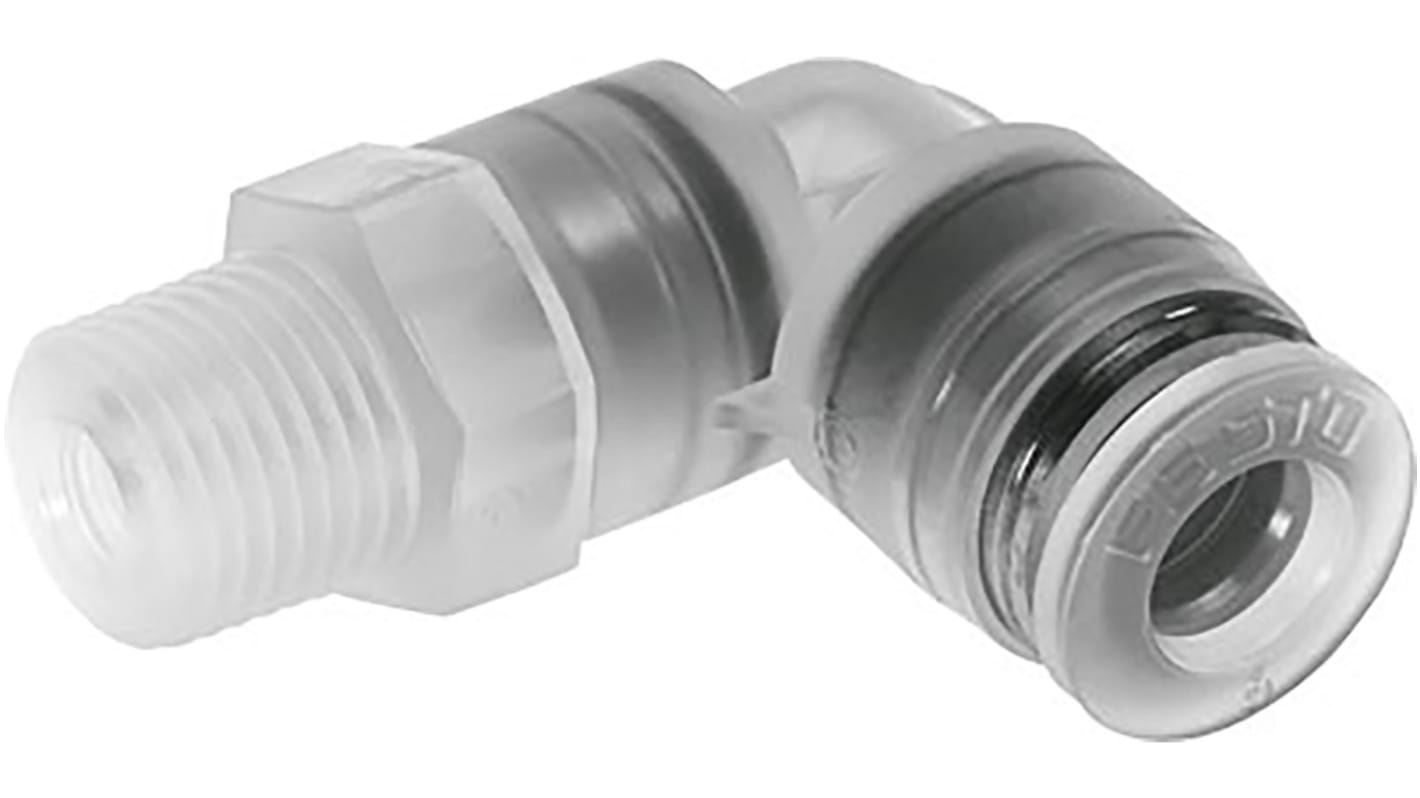 Festo NPQP Series Elbow Threaded Adaptor, R 1/8 Male to Push In 6 mm, Threaded-to-Tube Connection Style, 133053