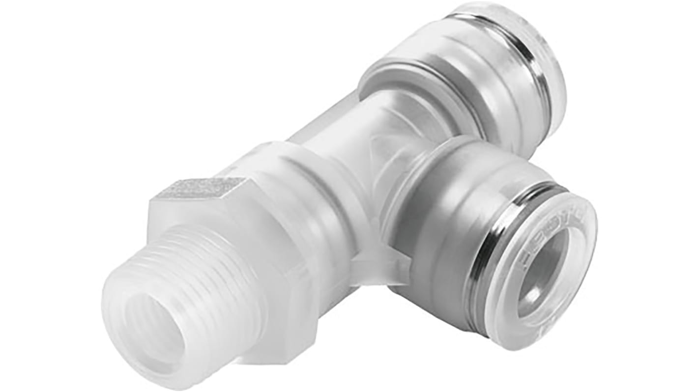 Festo NPQP Series Tee Threaded Adaptor Push In 4 mm, Push In 4 mm to Push In 4 mm, Threaded-to-Tube Connection Style,