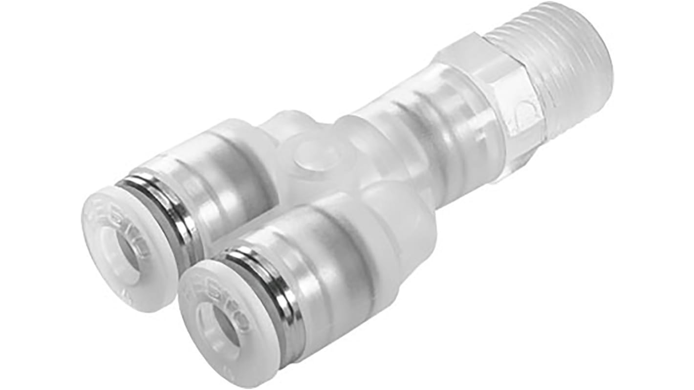 Festo Double Y Threaded-to Tube Adaptor, Push In 4 mm to Push In 4 mm, Threaded-to-Tube Connection Style, 133081