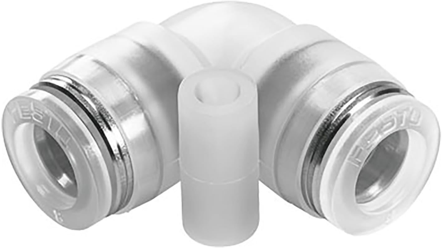 Festo Elbow Tube-toTube Adaptor, Push In 10 mm to Push In 10 mm, Tube-to-Tube Connection Style, 133108