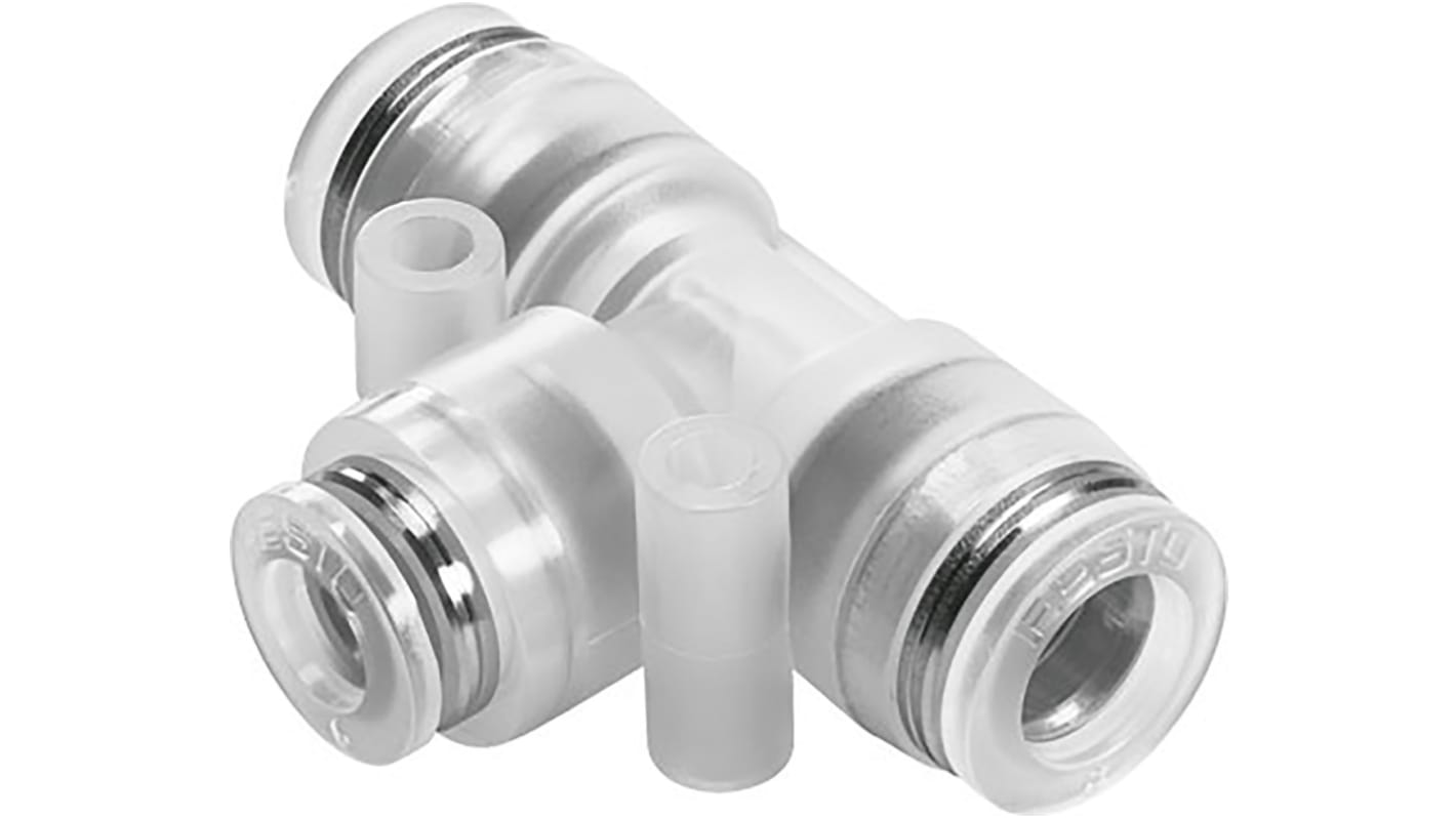 Festo Tee Tube-to-Tube Adaptor Push In 4 mm, Push In 6 mm to Push In 6 mm, Tube-to-Tube Connection Style, 133115