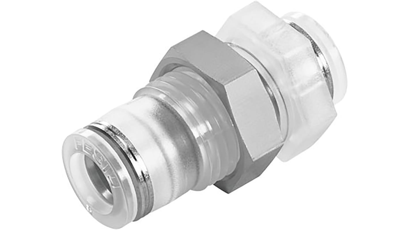 Festo Bulkhead Tube-to-Tube Adaptor, Push In 8 mm to Push In 8 mm, Tube-to-Tube Connection Style, 133102