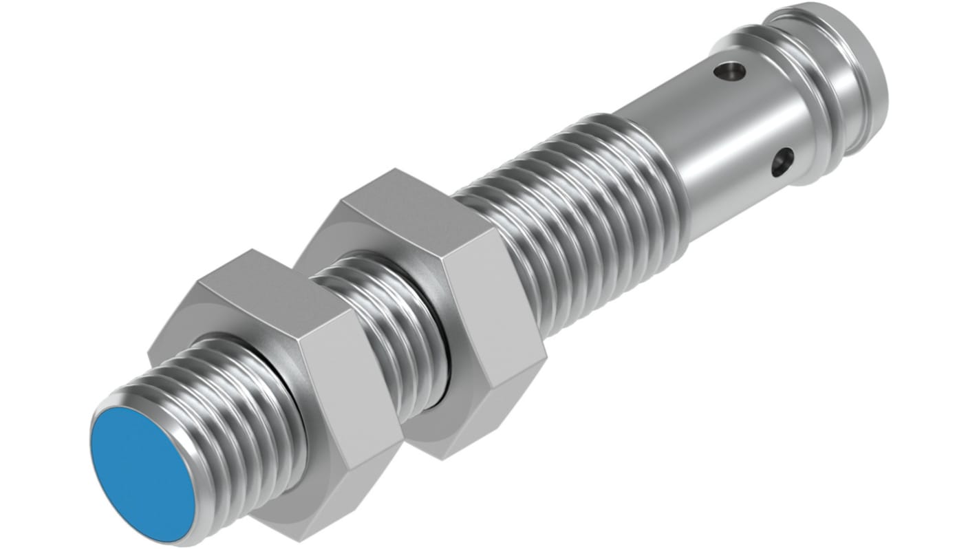 Festo SIEN Series Inductive Barrel-Style Proximity Sensor, M8 x 1, 1.5 mm Detection, PNP Output, 10 → 30 V dc,