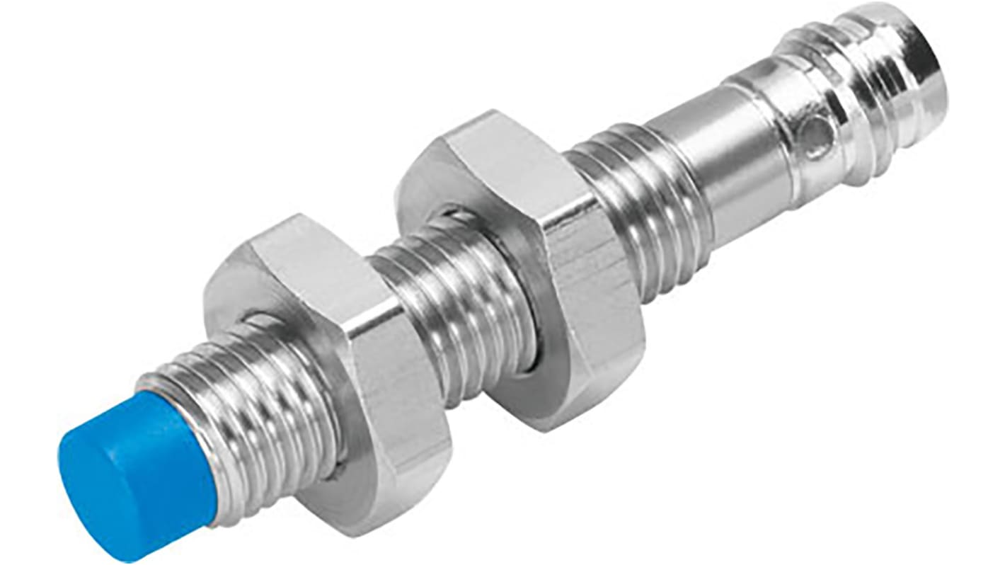 Festo SIEN Series Inductive Barrel-Style Proximity Sensor, M8 x 1, 2.5 mm Detection, PNP Output, 10 → 30 V dc,