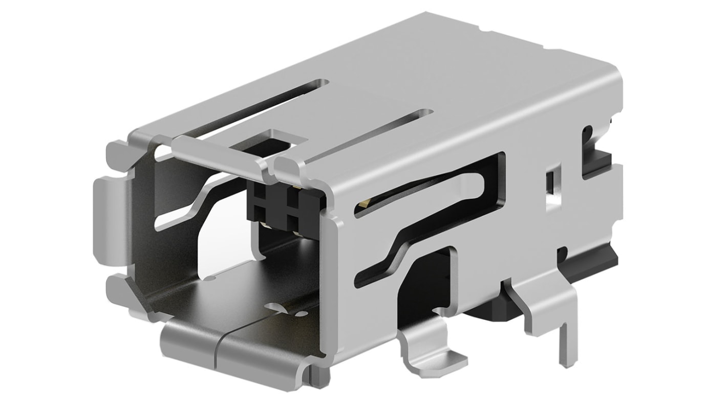 TE Connectivity Surface Mount Right Angle Mini I/O Connector Female, 8 Way, Shielded