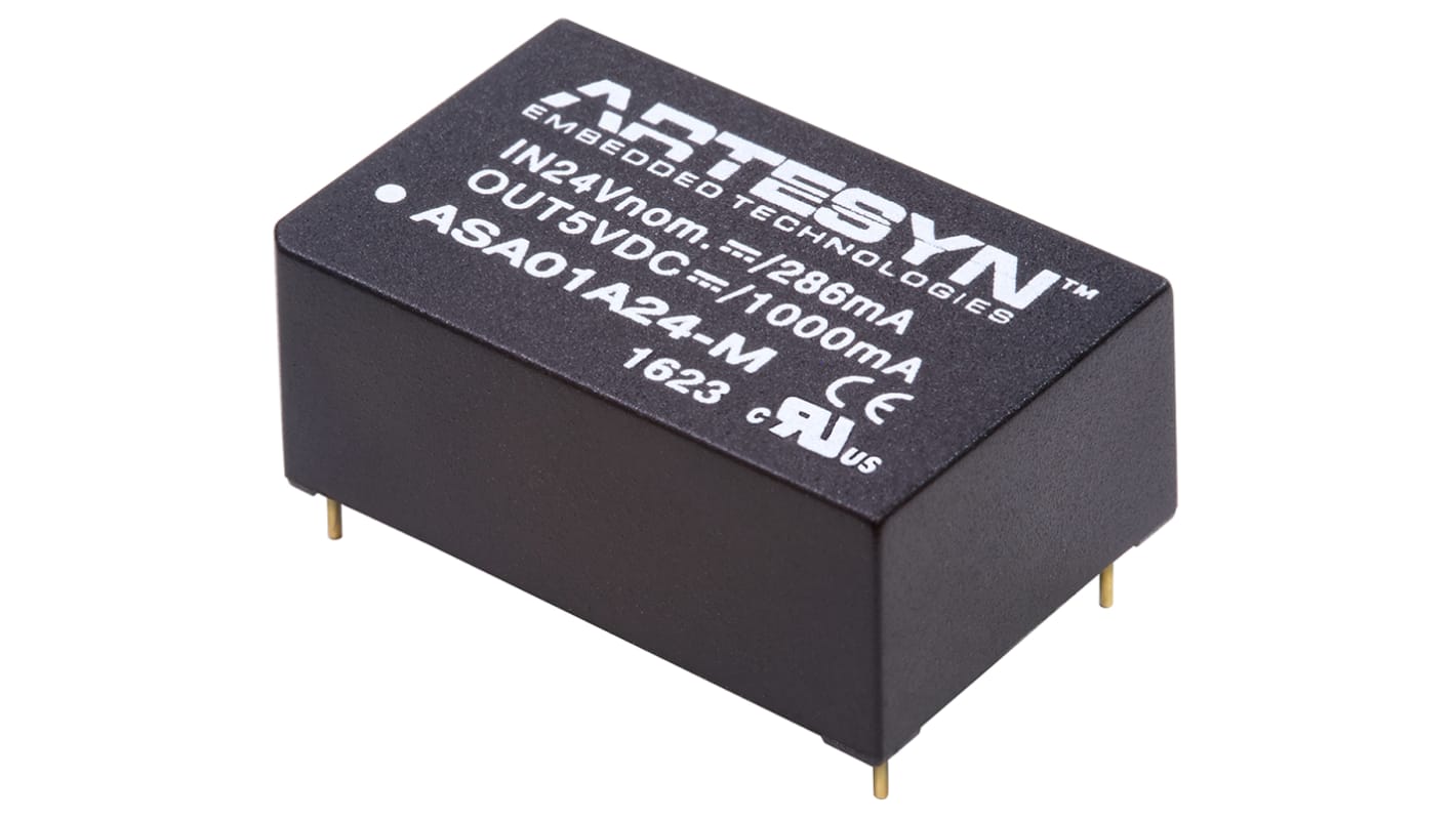 Artesyn Embedded Technologies ASA 6W-M Isolated DC-DC Converter, ±15V dc/ 200mA Output, 9 → 18 V dc Input, 6W,