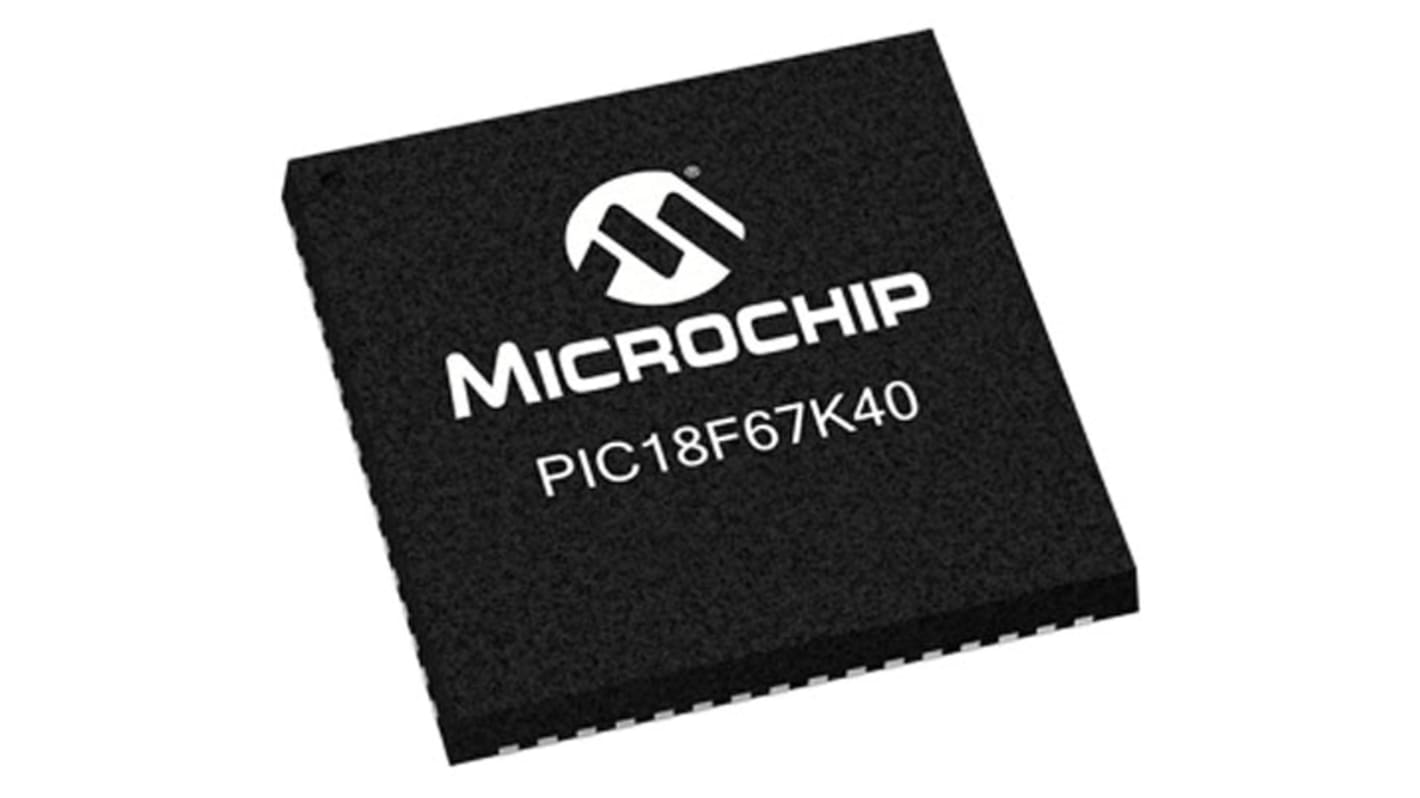 Microchip PIC18F67K40-I/MR, 8bit PIC Microcontroller, PIC18F, 64MHz, 128 kB Flash, 64-Pin QFN