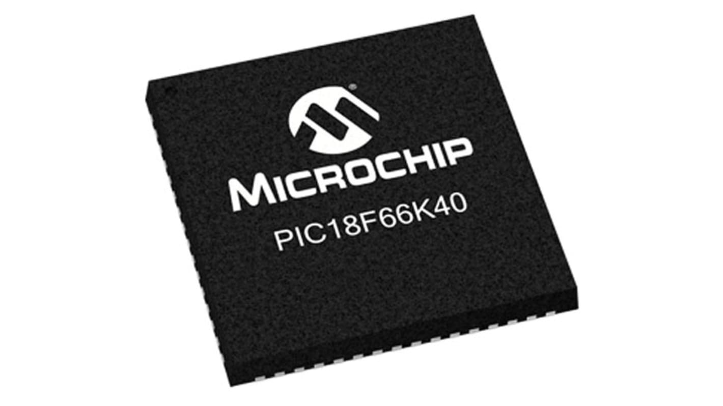 Microchip PIC18LF66K40-E/MR, 8bit PIC18 Microcontroller, PIC18LF, 64MHz, 64 kB Flash, 64-Pin QFN