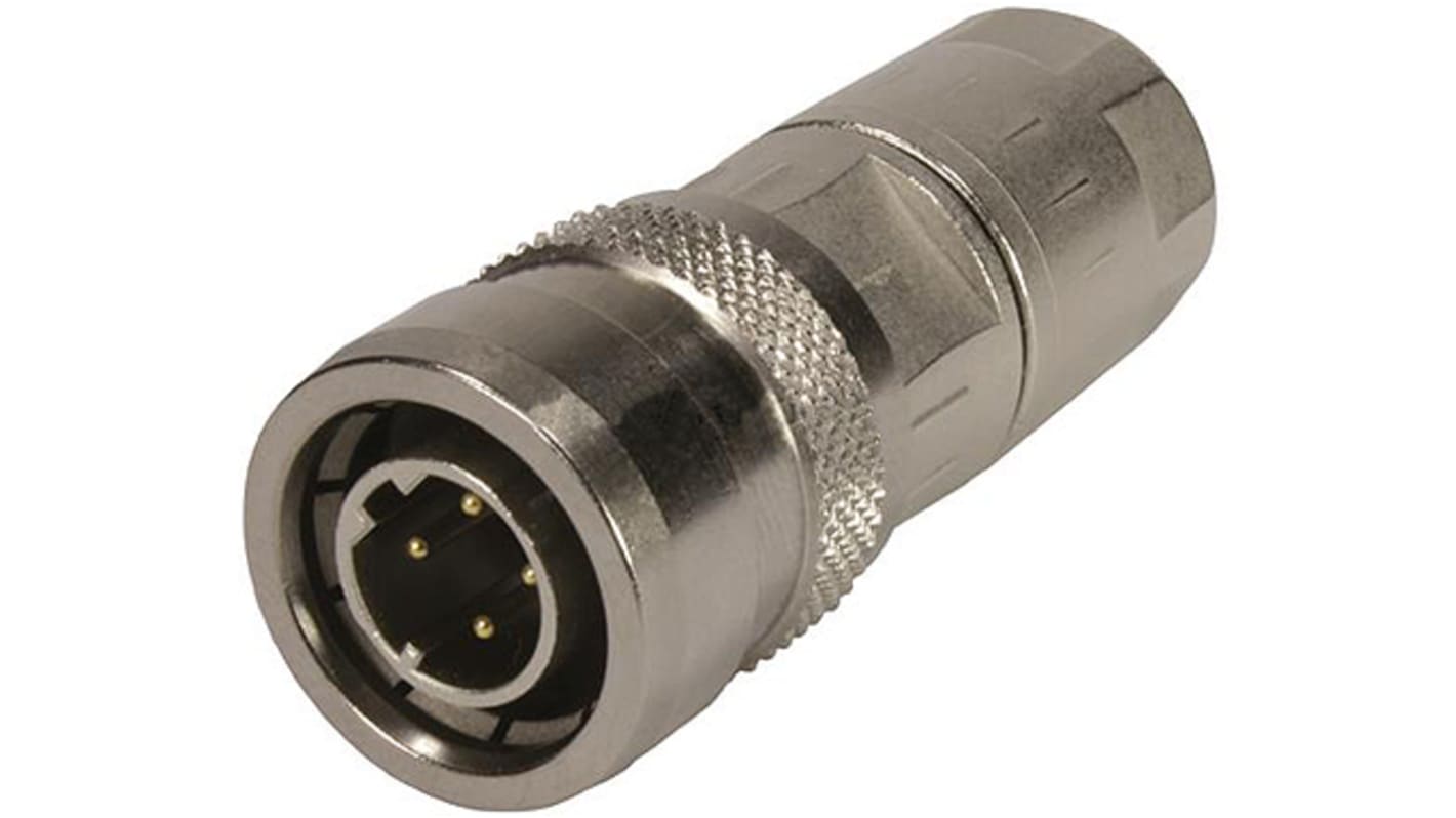 Conector circular HARTING hembra serie M12 de 4 vías macho, montaje aéreo, IP54