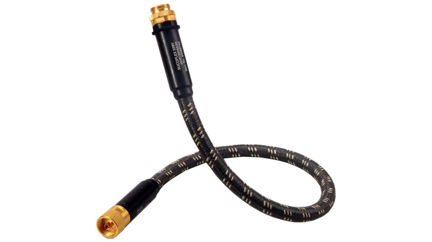 Cable coaxial RF Huber+Suhner, 50 Ω, con. A: SMA, Macho, con. B: SMA, Macho, long. 500mm, funda de PUR Azul