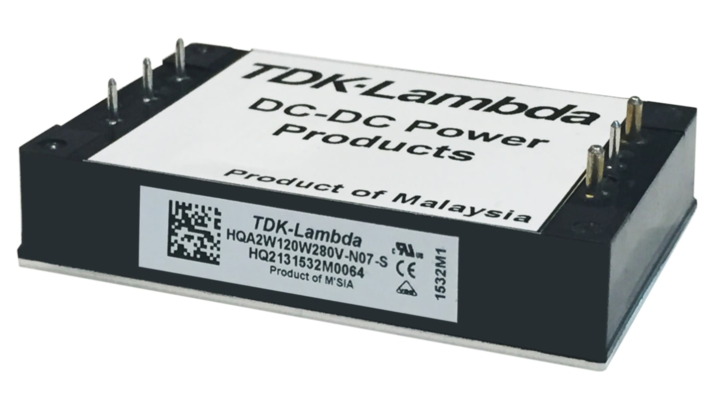 TDK-Lambda HQA DC-DC Converter, 28V dc/ 4.2A Output, 9 → 40 V dc Input, 118W, Flange Mount, +115°C Max Temp