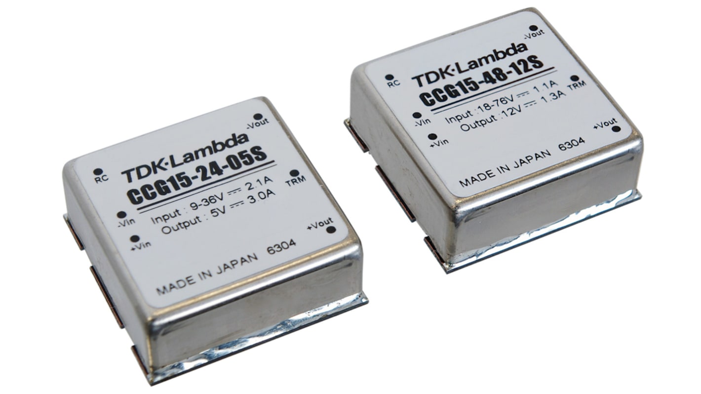 TDK-Lambda CCG15 DC-DC Converter, 3.3V dc/ 4A Output, 9 → 36 V dc Input, 13.2W, Through Hole, +85°C Max Temp
