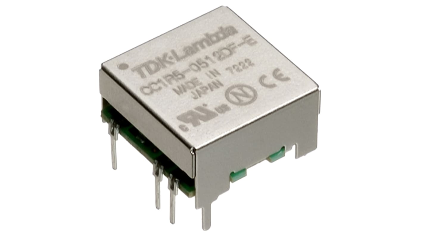TDK-Lambda CC-E DC-DC Converter, ±12V dc/ 60mA Output, 9 → 18 V dc Input, 1.5W, Through Hole, +85°C Max Temp