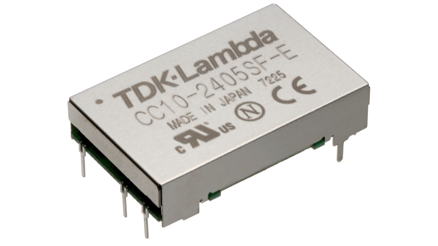 TDK-Lambda CC-E DC-DC Converter, ±12V dc/ 450mA Output, 9 → 18 V dc Input, 10W, Through Hole, +85°C Max Temp