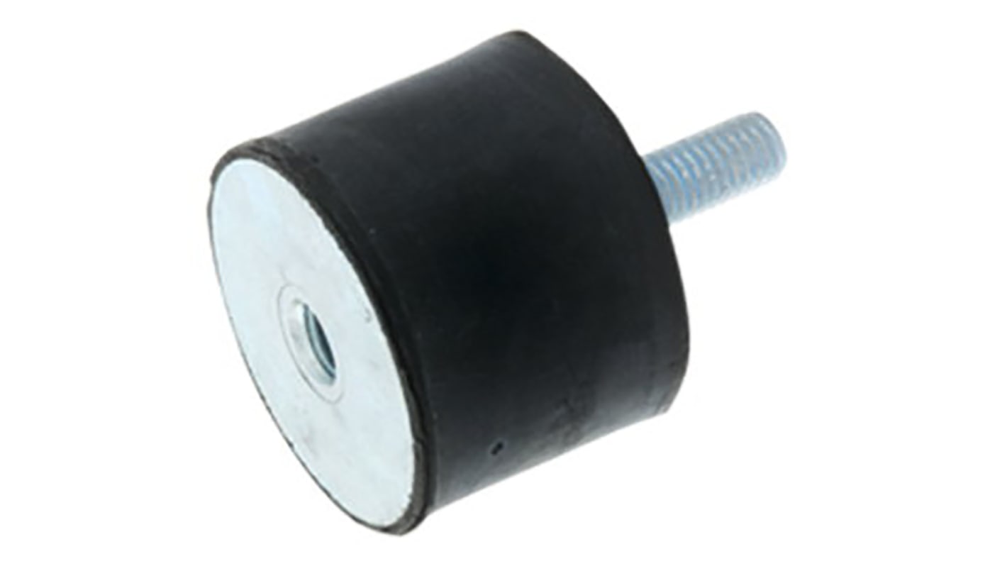 RS PRO Cylindrical M6 Anti Vibration Mount, Male to Female Bobbin with 13.53kg Compression Load