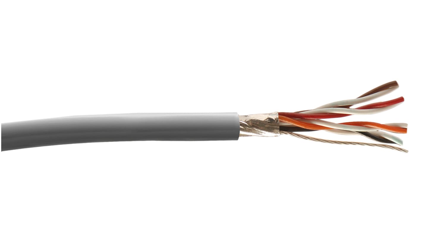 Alpha Wire Twisted Pair Data Cable, 6 Pairs, 0.23 mm², 12 Cores, 24 AWG, Screened, 304m, Grey Sheath