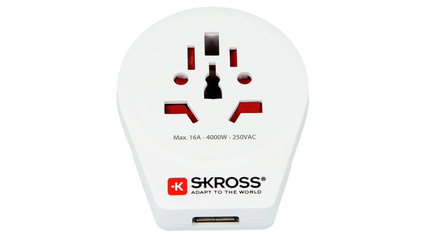 SKROSS Reiseadapter Universeller Reiseadapter, Weltweit - Europa, Stecker "World to Europe USB", Buchse, USB