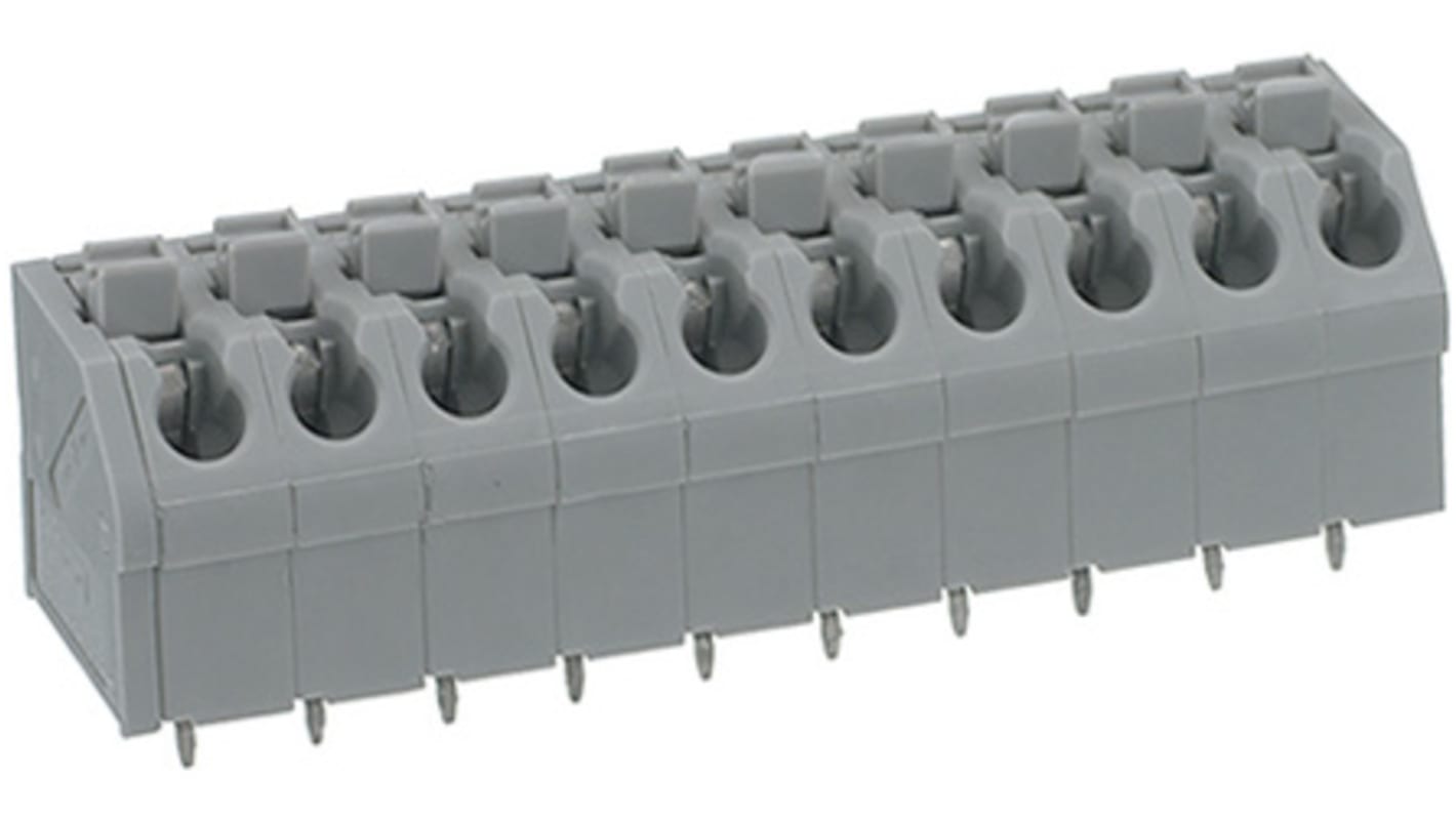 Wago 250 Series PCB Terminal Strip, 12-Pole, Female, 12-Way, PCB Mount, 10 (CSA) A, 17.5 (IEC/EN 60664-1) A, 2 (UL) A