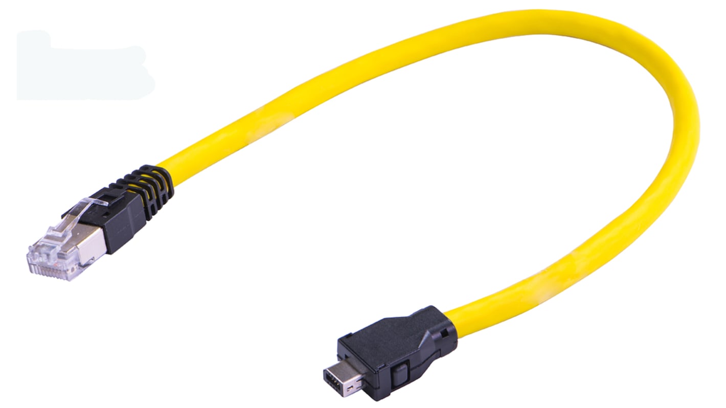 HARTING Cat6a Male ix Industrial to Male RJ45 Ethernet Cable, Yellow PVC Sheath, 0.5m