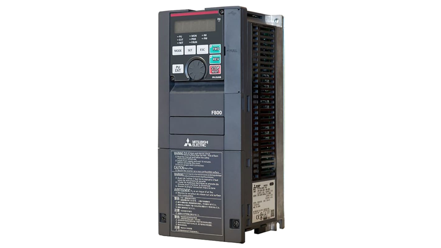 Mitsubishi Inverter Drive, 0.75 kW, 3 Phase, 400 V ac, F800 Series