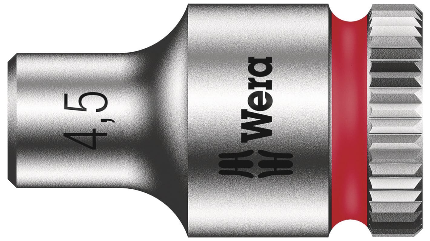 Wera 1/4 in Drive 4.5mm Standard Socket, 6 point, 23 mm Overall Length