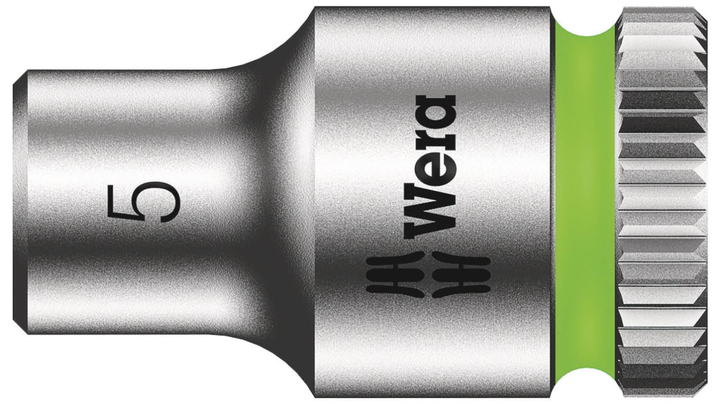 Wera 1/4 in Drive 5mm Standard Socket, 6 point, 23 mm Overall Length