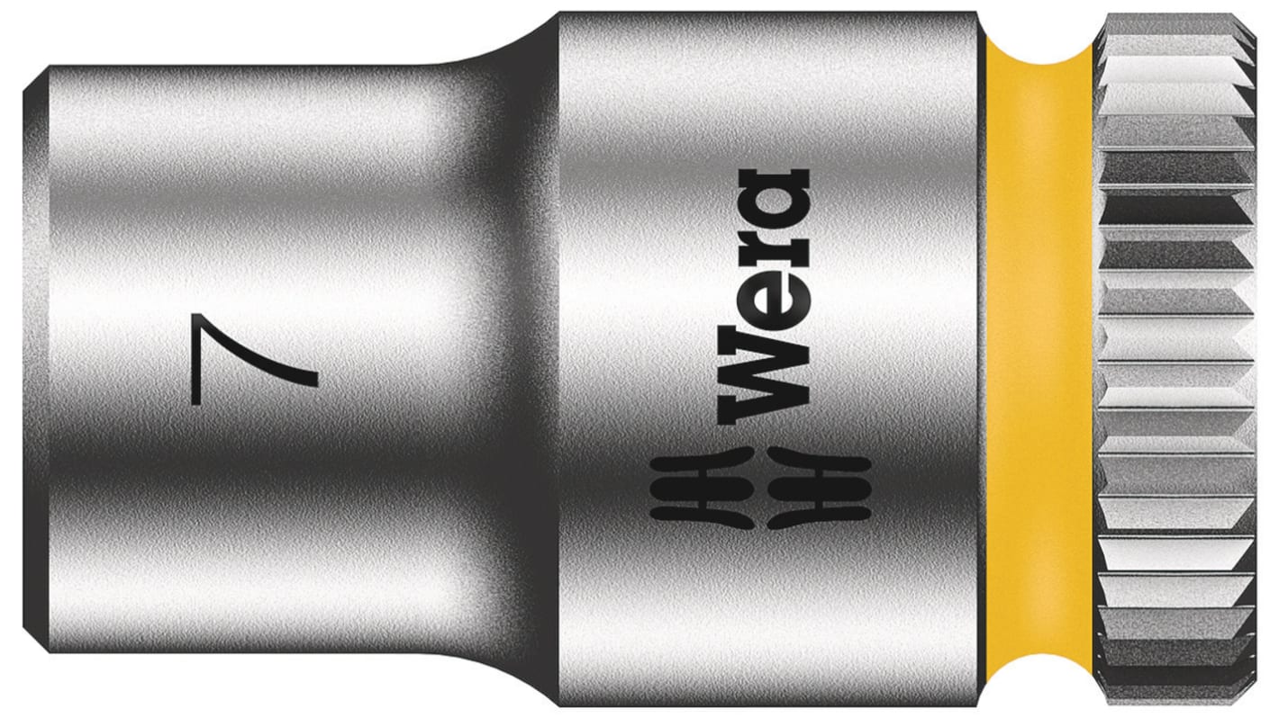 Wera 1/4 in Drive 7mm Standard Socket, 6 point, 23 mm Overall Length