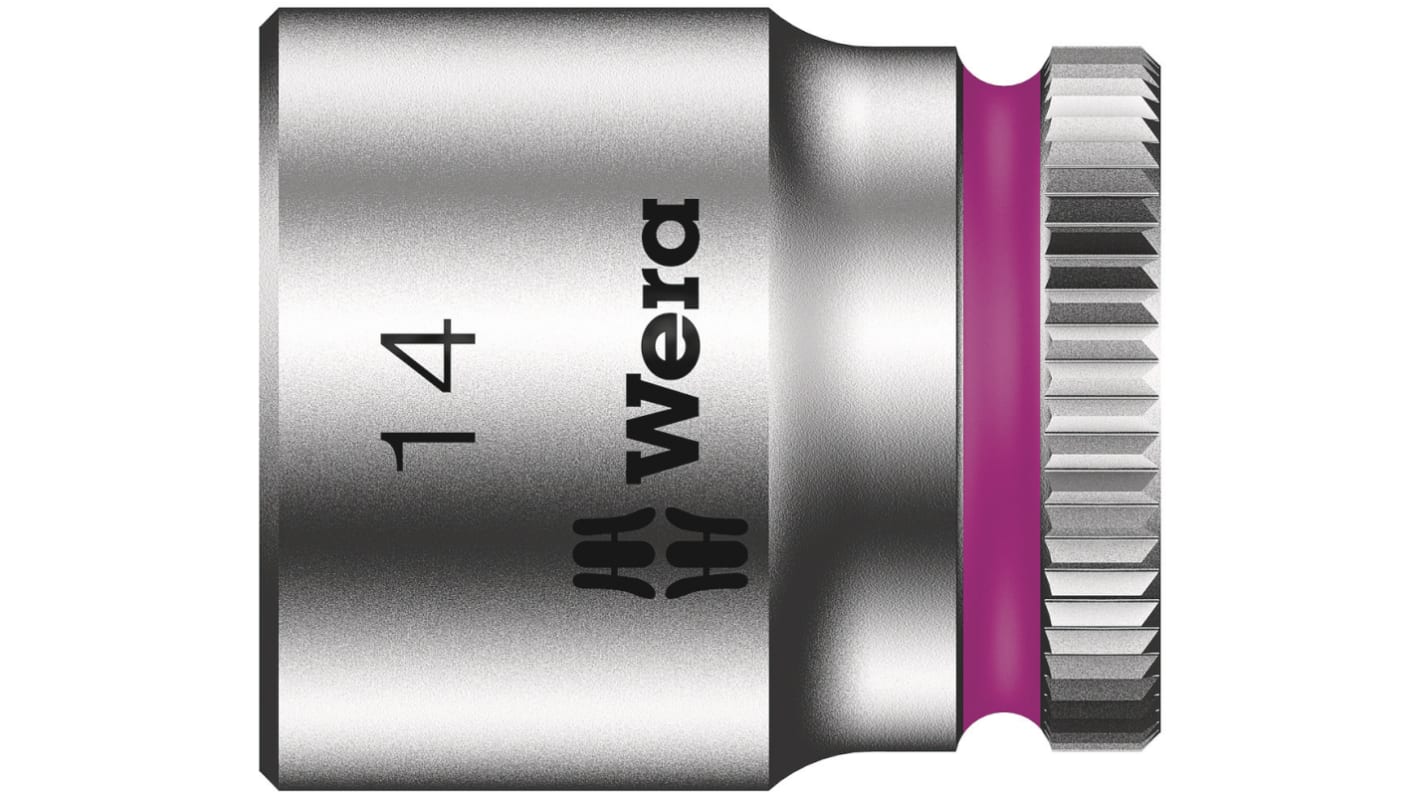 Wera 1/4 in Drive 14mm Standard Socket, 6 point, 23 mm Overall Length