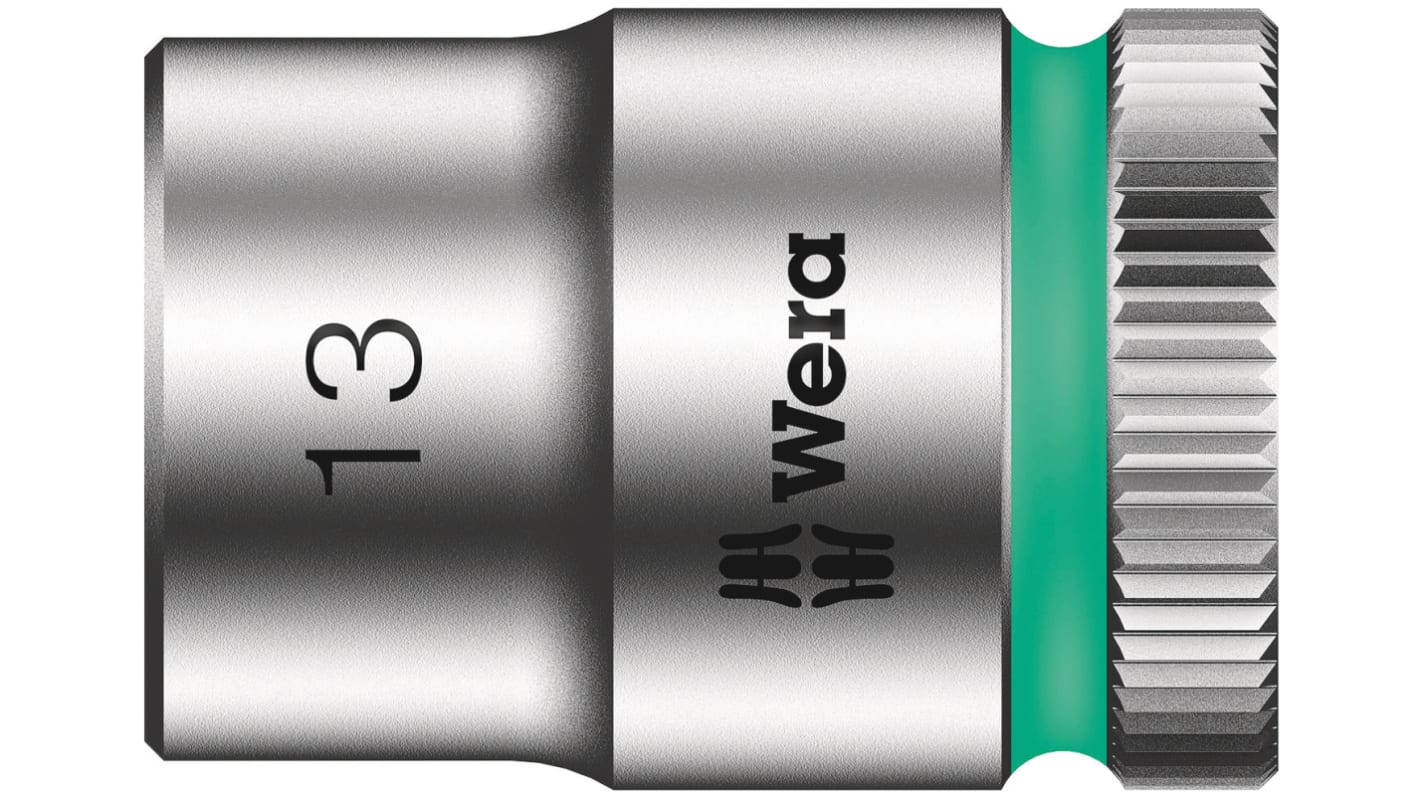 Wera 3/8 in Drive 13mm Standard Socket, 6 point, 29 mm Overall Length