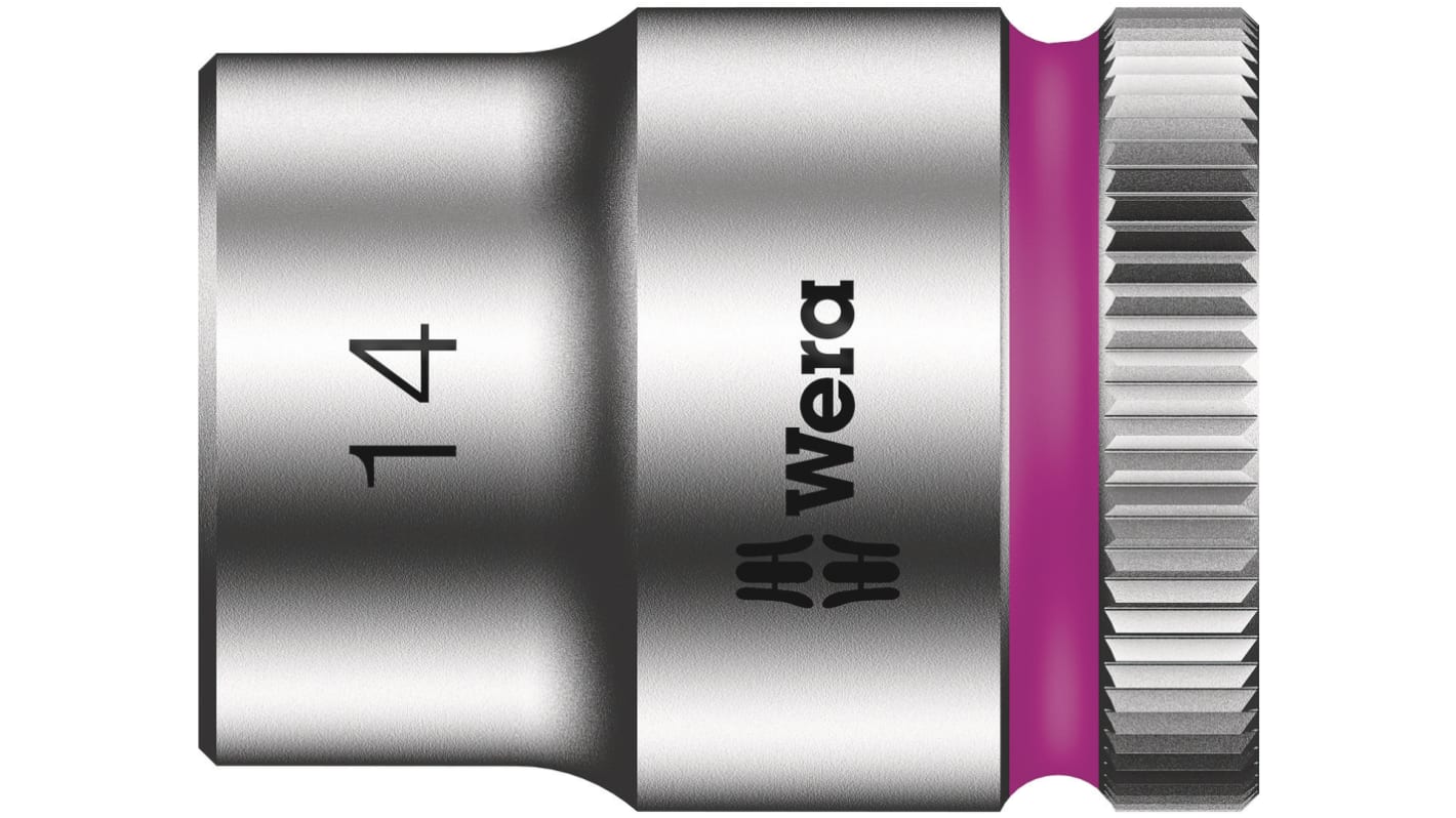 Wera 3/8 in Drive 14mm Standard Socket, 6 point, 29 mm Overall Length