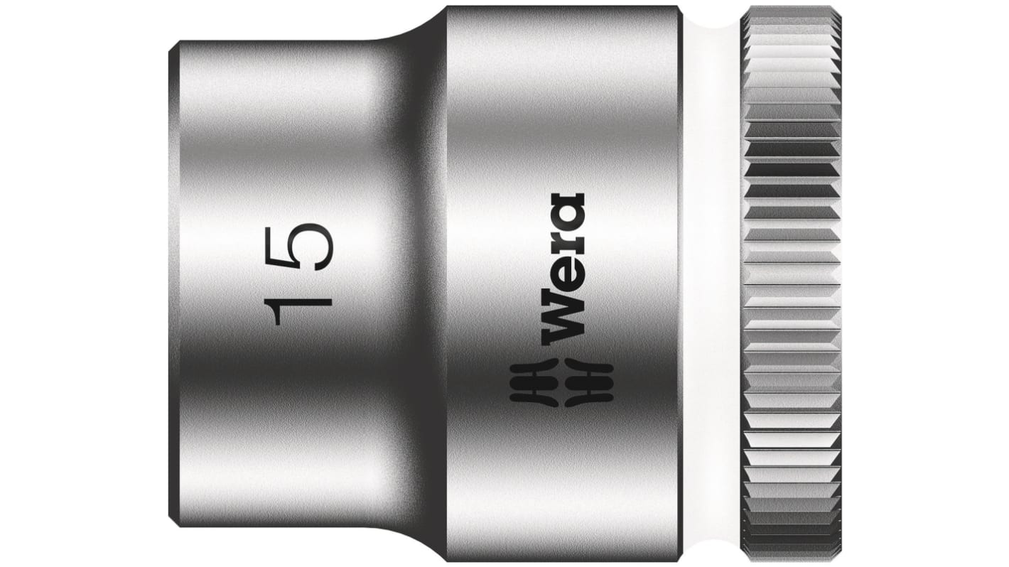 Wera 3/8 in Drive 15mm Standard Socket, 6 point, 29 mm Overall Length