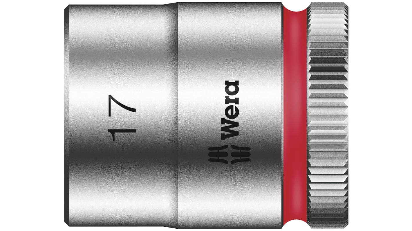 Wera 3/8 in Drive 17mm Standard Socket, 6 point, 30 mm Overall Length