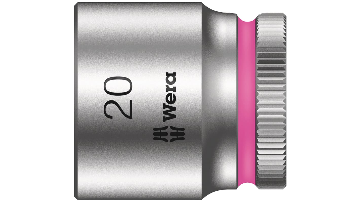 Wera 3/8 in Drive 20mm Standard Socket, 6 point, 30 mm Overall Length