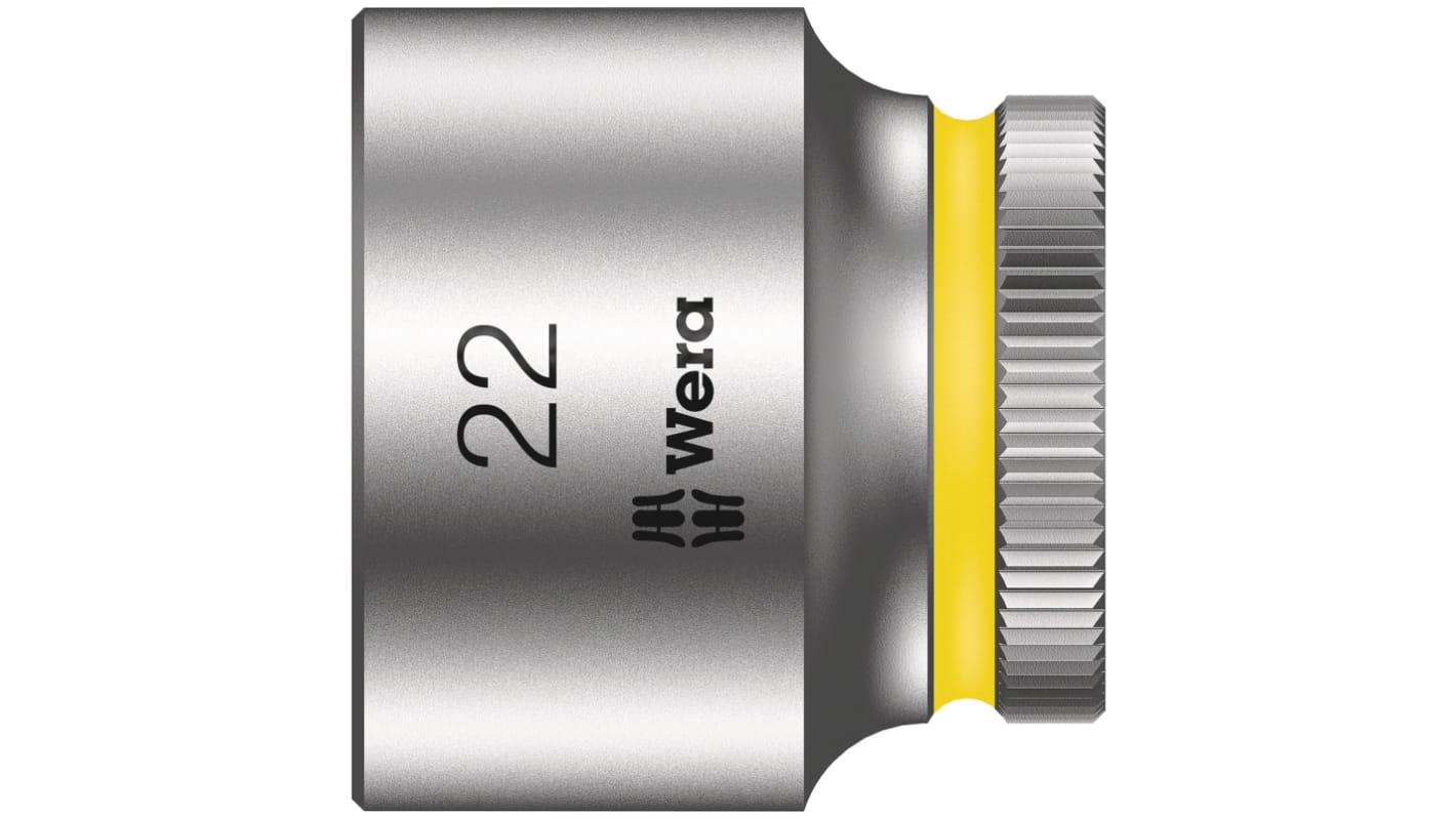 Wera 3/8 in Drive 22mm Standard Socket, 6 point, 30 mm Overall Length